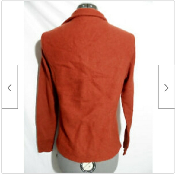 JILLIAN JONES Boiled Wool Cardigan Sweater S Burnt Orange retro coatigan - Picture 5 of 6